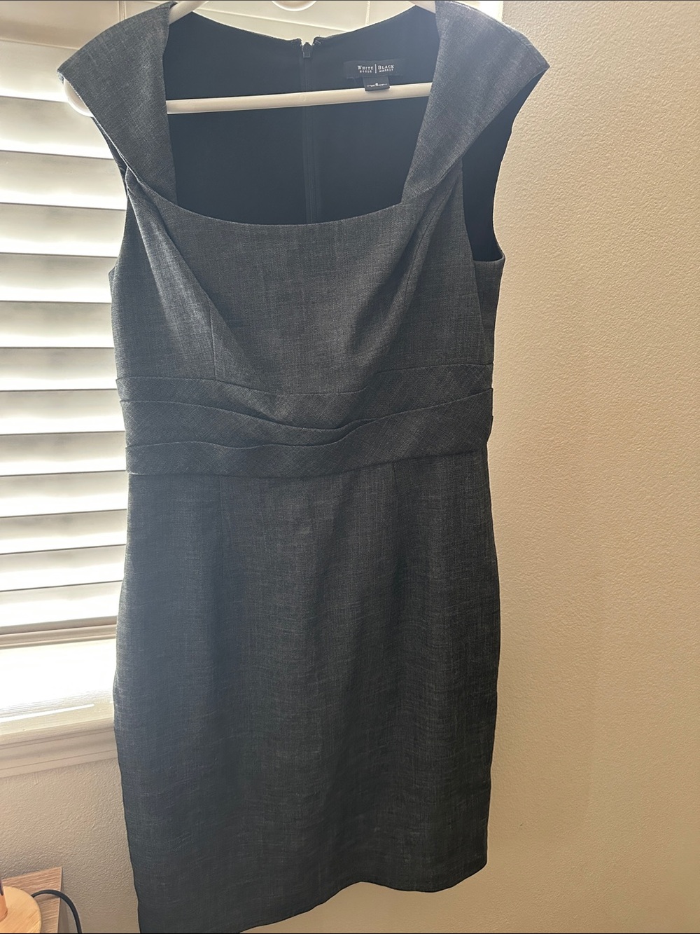 White House Black Market Charcoal Gray Square-Neck Sheath Dress